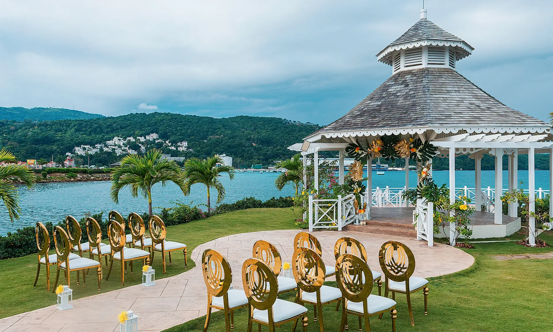 Gazebo wedding ceremony setup at Moon Palace Jamaica