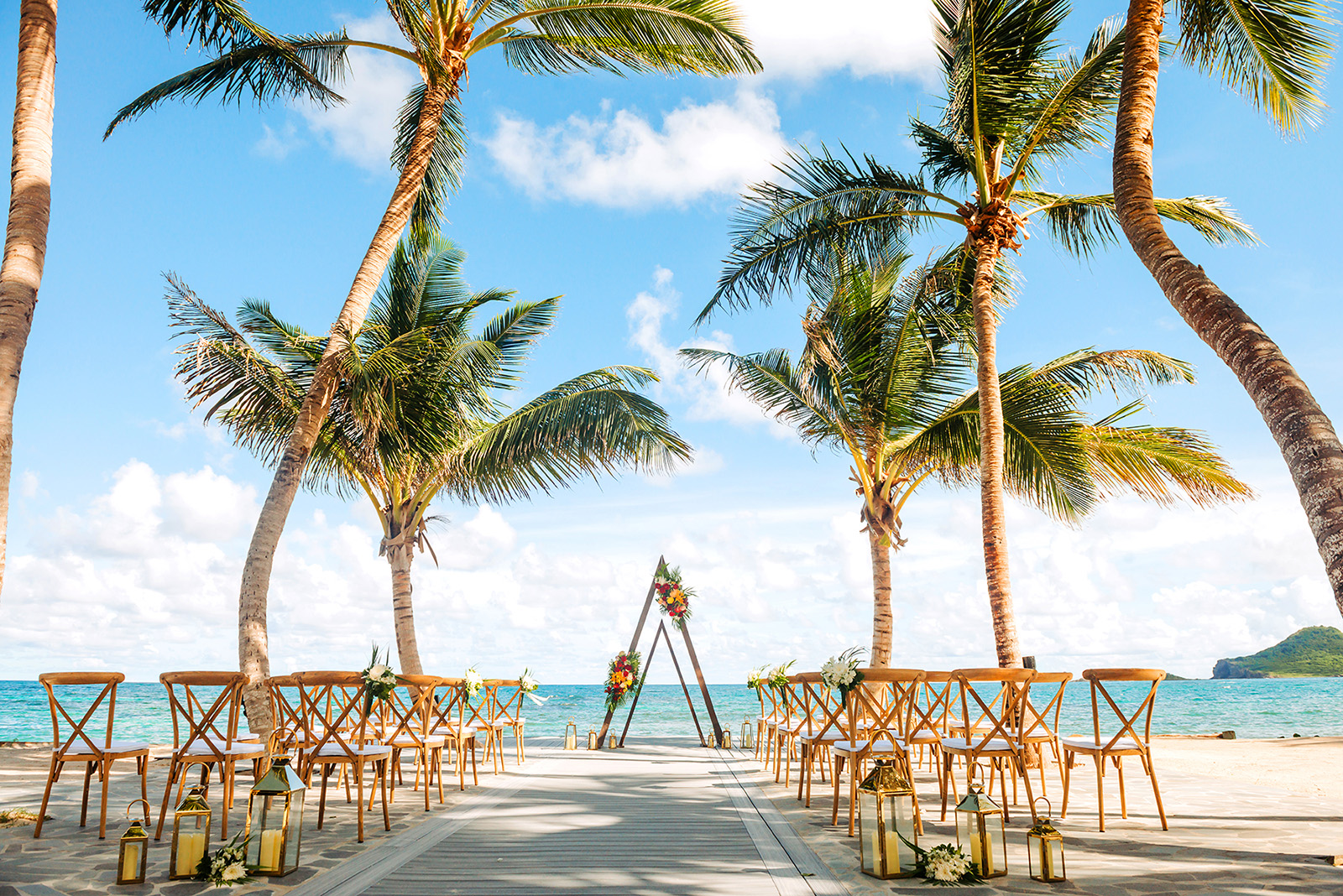 Beachfront wedding ceremony venue at Coconut Bay Resort, St. Lucia