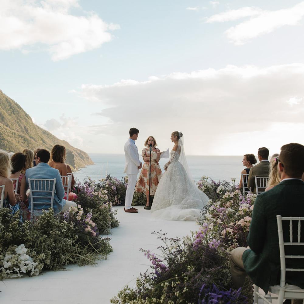 Beachfront wedding venue at Sugar Beach, St. Lucia, between the Pitons